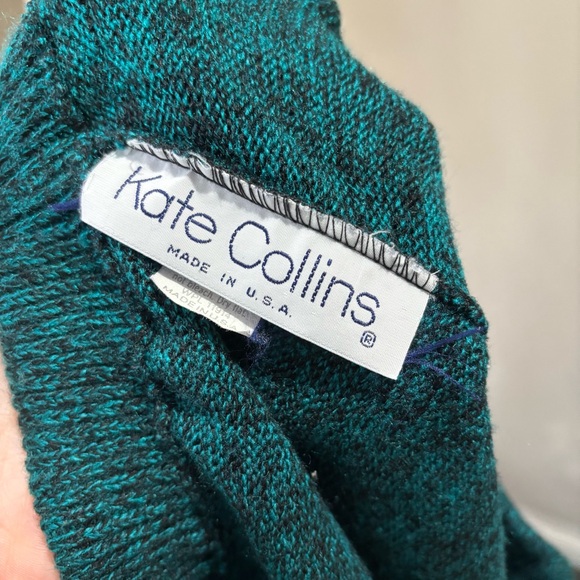 Kate Collins Vintage Striped Teal and Gray Dolman Sweater Dress Set Size Medium - Picture 8 of 10